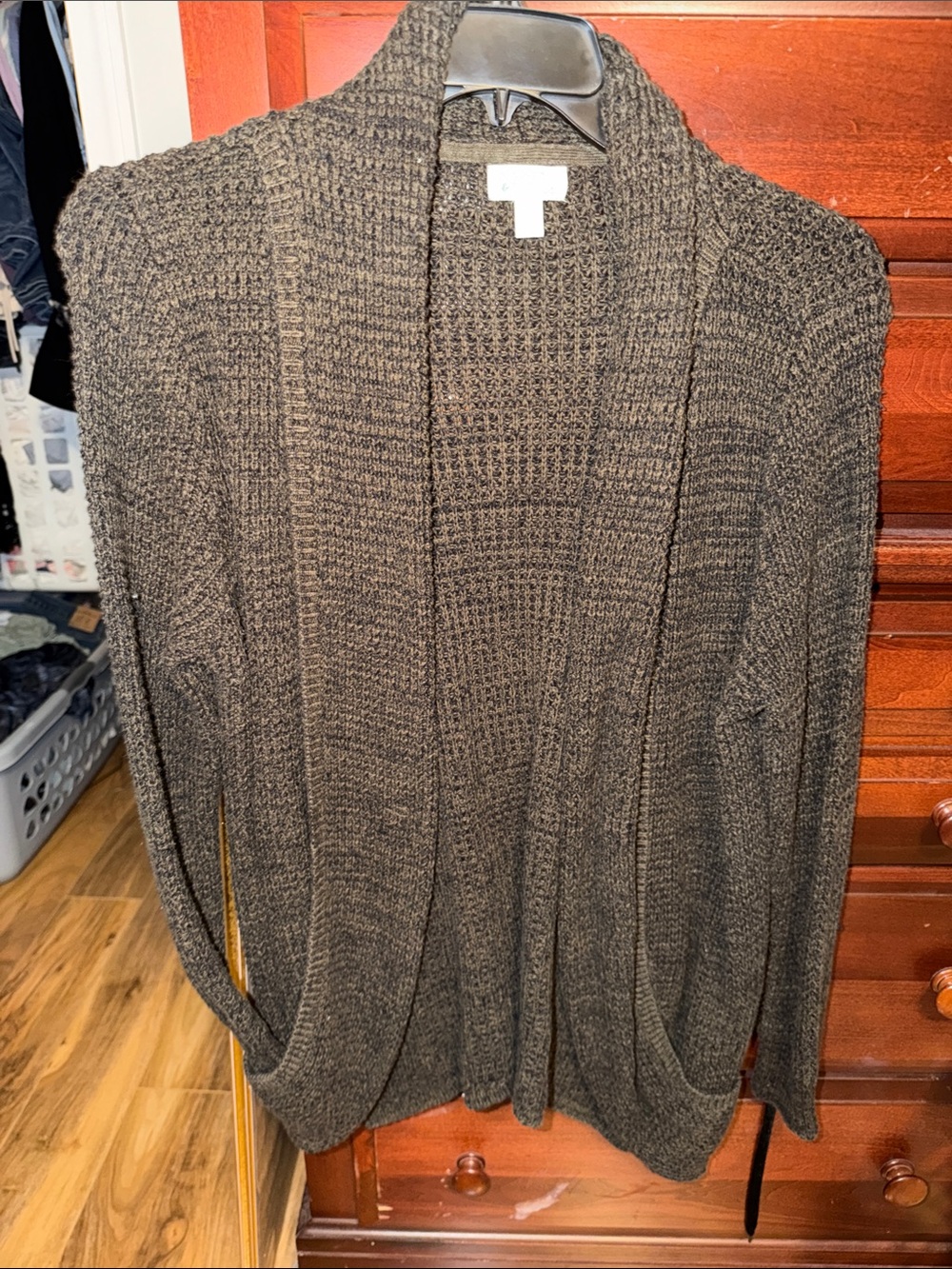 Market & Spruce Chunky Open-Front Cardigan in green